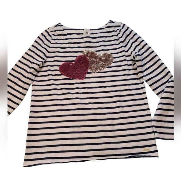 Crown & Ivy Tee Sequined Hearts Long Sleeved Striped Girls sz M - Picture 12 of 13